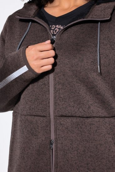 Ulla Popken 812880 Strikkefleecejakke med teddyfleece Taupe - Fleecetøy - 