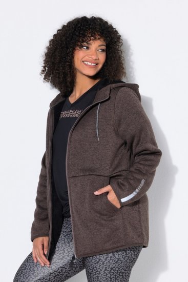 Ulla Popken 812880 Strikkefleecejakke med teddyfleece Taupe - Fleecetøy - 