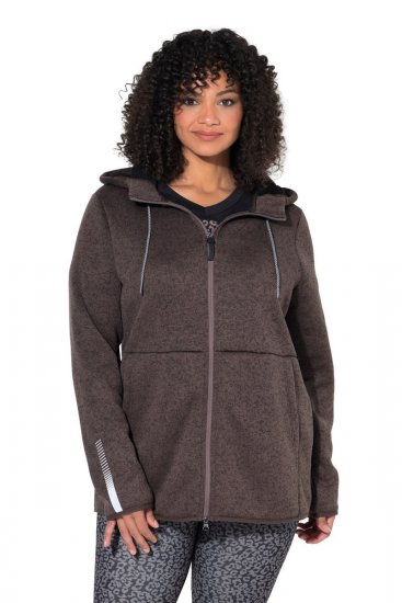 Ulla Popken 812880 Strikkefleecejakke med teddyfleece Taupe - Fleecetøy - 