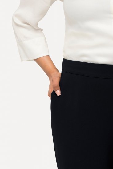 Ulla Popken 813306 Vide dressbukser med strikk i livet Mørkeblå - Stoffbukser - Vide bukser til dame i store størrelser