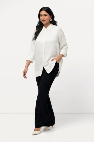 Ulla Popken 813306 Vide dressbukser med strikk i livet Mørkeblå - Stoffbukser - Vide bukser til dame i store størrelser