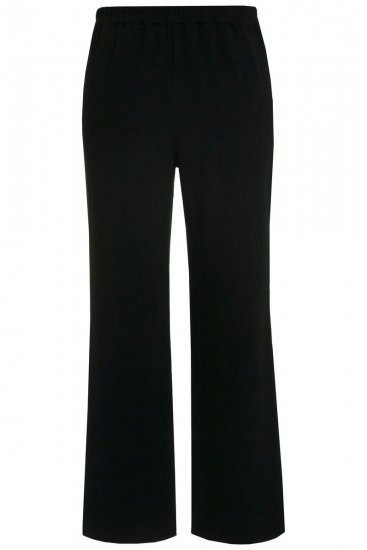 Ulla Popken 813306 Vide dressbukser med strikk i livet Svart - Stoffbukser - Vide bukser til dame i store størrelser