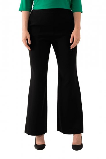Ulla Popken 813306 Vide dressbukser med strikk i livet Svart - Stoffbukser - Vide bukser til dame i store størrelser
