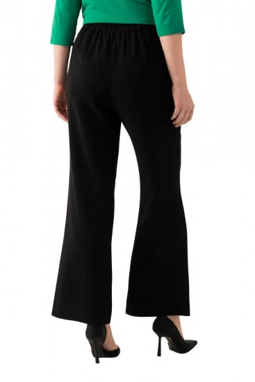 Ulla Popken 813306 Vide dressbukser med strikk i livet Svart - Stoffbukser - Vide bukser til dame i store størrelser