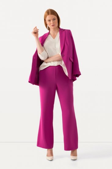 Ulla Popken 813306 Vide dressbukser med strikk i livet Magenta - Stoffbukser - Vide bukser til dame i store størrelser