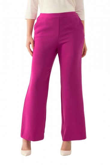 Ulla Popken 813306 Vide dressbukser med strikk i livet Magenta - Stoffbukser - Vide bukser til dame i store størrelser