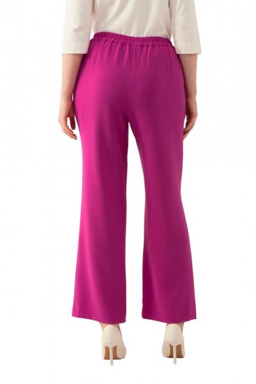Ulla Popken 813306 Vide dressbukser med strikk i livet Magenta - Stoffbukser - Vide bukser til dame i store størrelser