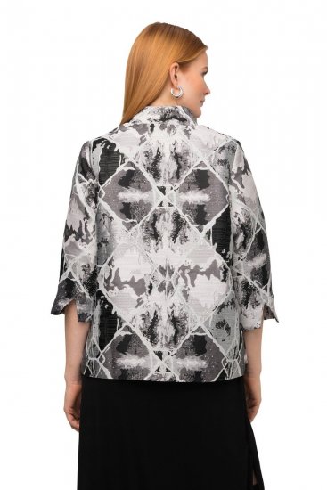 Ulla Popken 816673 Oversized blazer i jacquard med 3/4-ermer Svart - Blazere - Blazere i store størrelser for dame