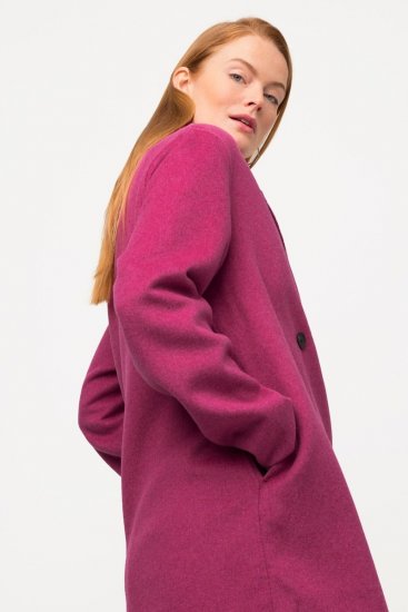Ulla Popken 816744 Dobbeltspent kåpe i ullook Rosa - Frakker - Kåper i store størrelser