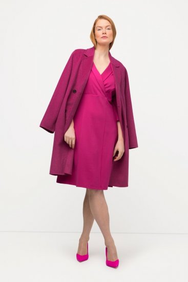Ulla Popken 816744 Dobbeltspent kåpe i ullook Rosa - Frakker - Kåper i store størrelser