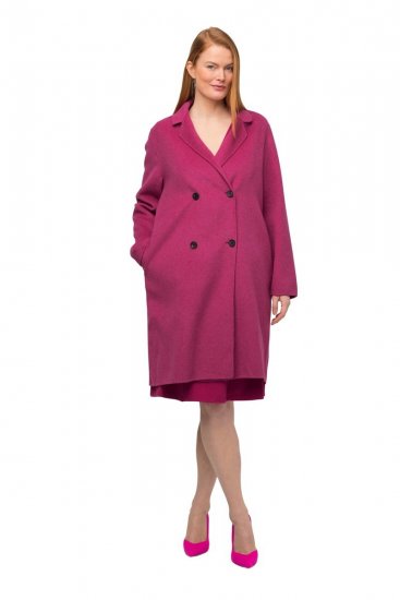 Ulla Popken 816744 Dobbeltspent kåpe i ullook Rosa - Frakker - Kåper i store størrelser