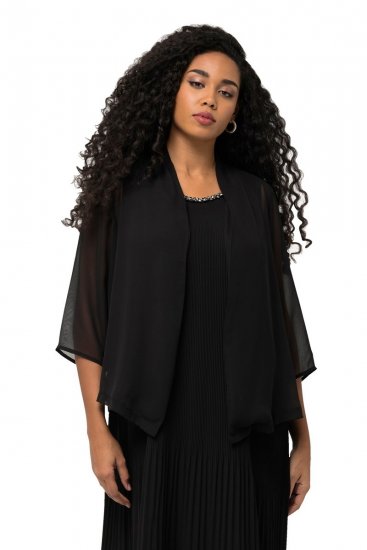 Ulla Popken 817211 Oversized chiffongjakke med sjalskrage Svart - Jakker - Damejakker i store størrelser