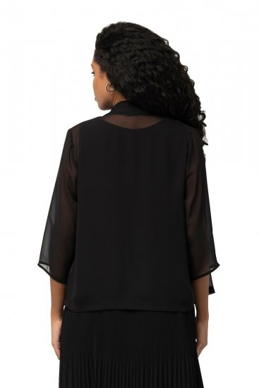 Ulla Popken 817211 Oversized chiffongjakke med sjalskrage Svart - Jakker - Damejakker i store størrelser