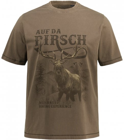 JP1880 Comfortable Fit Vintage Look T-Shirt Light Brown - T-skjorter - Store T-skjorter - 2XL-14XL