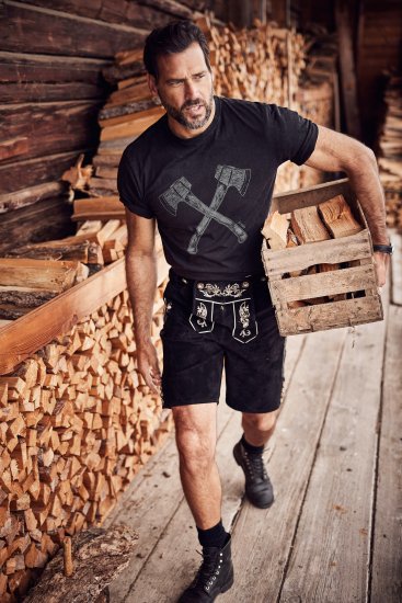 JP1880 Double Axe Design & Vintage Look T-Shirt Black - T-skjorter - Store T-skjorter - 2XL-14XL