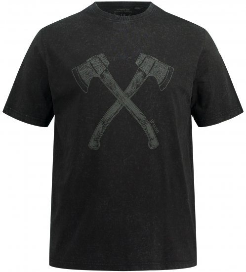 JP1880 Double Axe Design & Vintage Look T-Shirt Black - T-skjorter - Store T-skjorter - 2XL-14XL