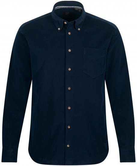 JP1880 Modern Fit Buttoned Collar Cotton Shirt Navy Blue - Skjorter - Store skjorter - 2XL-8XL