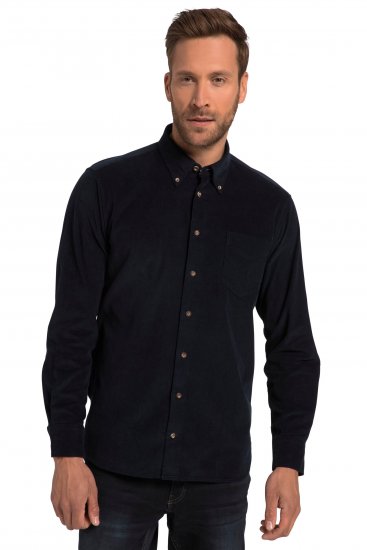 JP1880 Modern Fit Buttoned Collar Cotton Shirt Navy Blue - Skjorter - Store skjorter - 2XL-8XL