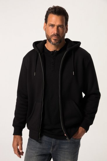 JP1880 820464 Hettejakke med teddyfôr Svart - Gensere og hettegensere - Store hettegensere - 2XL-14XL