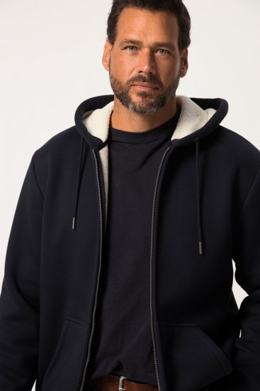 JP1880 820464 Hettejakke med teddyfôr Mørkeblå - Gensere og hettegensere - Store hettegensere - 2XL-14XL