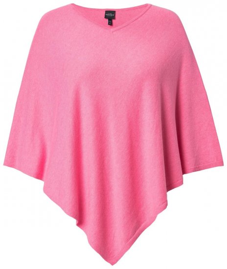 Ulla Popken 820512 Strikkeponcho i ullblanding med V-hals Lyserosa - Ponchoer og capes - 