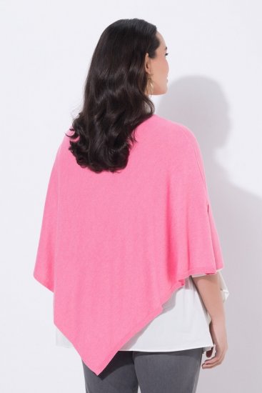 Ulla Popken 820512 Strikkeponcho i ullblanding med V-hals Lyserosa - Ponchoer og capes - 