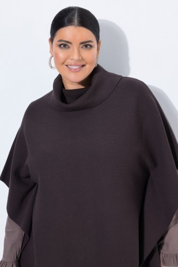 Ulla Popken 820620 Ponchogenser med høy hals Mahognibrun - Ponchoer og capes - 