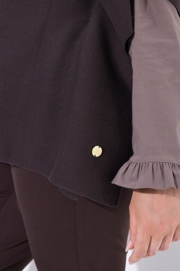 Ulla Popken 820620 Ponchogenser med høy hals Mahognibrun - Ponchoer og capes - 