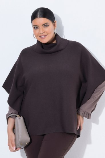 Ulla Popken 820620 Ponchogenser med høy hals Mahognibrun - Ponchoer og capes - 