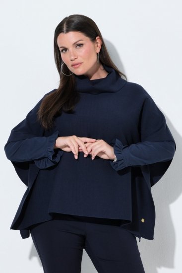 Ulla Popken 820620 Ponchogenser med høy hals Mørkeblå - Ponchoer og capes - 