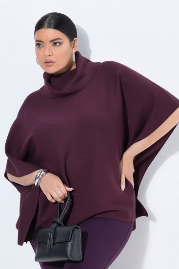 Ulla Popken 820620 Ponchogenser med høy hals Plomme - Ponchoer og capes - 