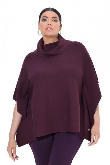 Ulla Popken 820620 Ponchogenser med høy hals Plomme - Ponchoer og capes - 
