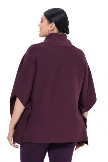 Ulla Popken 820620 Ponchogenser med høy hals Plomme - Ponchoer og capes - 