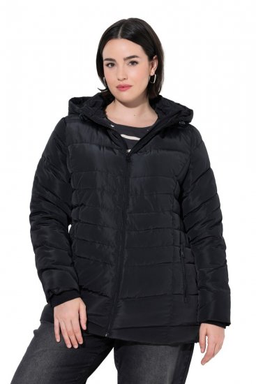 Ulla Popken 820889 Vattert kåpe Svart - Frakker - Kåper i store størrelser