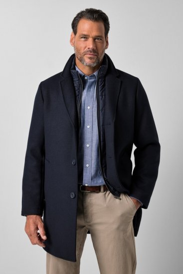 JP1880 821066 Quiltet Ullfrakk Mørkeblå - Jakker - Store jakker - 2XL-12XL
