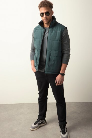 STHUGE 821232 Quiltet vest med glidelås Olivengrønn - Jakker - Store jakker - 2XL-12XL