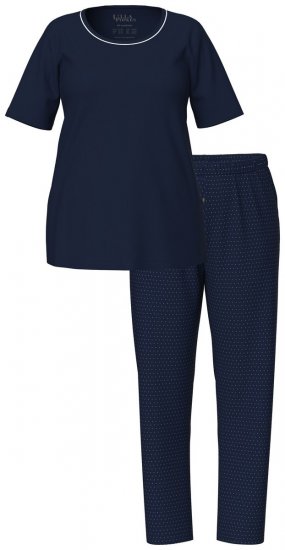Ulla Popken 821244 Prikkete pyjamas Mørkeblå - Pyjamas/Loungewear - 