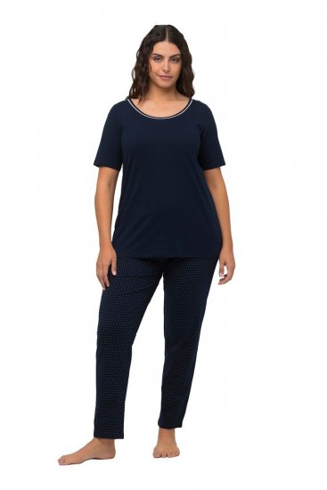 Ulla Popken 821244 Prikkete pyjamas Mørkeblå - Pyjamas/Loungewear - 