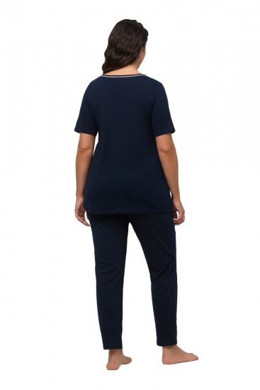Ulla Popken 821244 Prikkete pyjamas Mørkeblå - Pyjamas/Loungewear - 