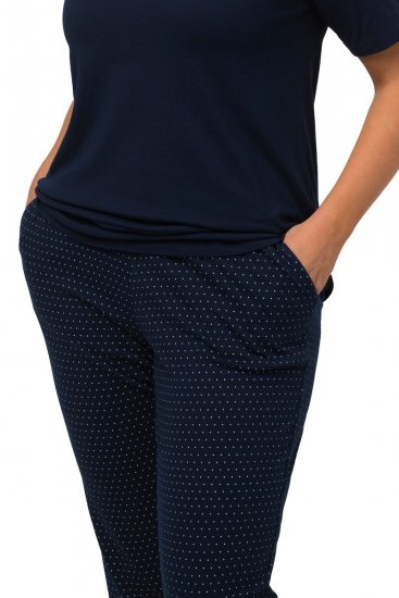 Ulla Popken 821244 Prikkete pyjamas Mørkeblå - Pyjamas/Loungewear - 