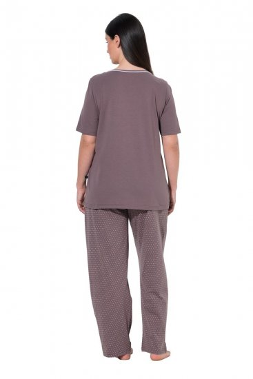 Ulla Popken 821244 Prikkete pyjamas Brun - Pyjamas/Loungewear - 
