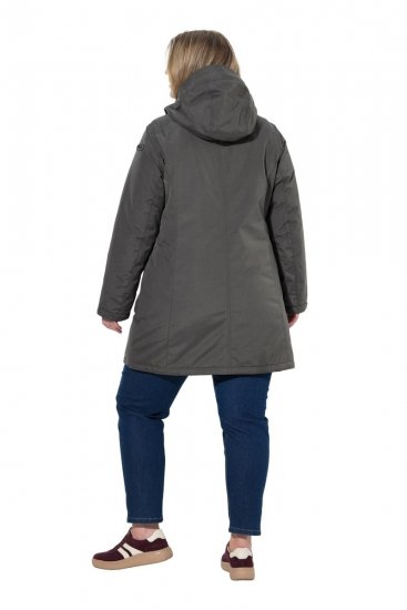 Ulla Popken 821737 HYPRAR vattert parkas med hette Mørkegråmelert - Jakker - Damejakker i store størrelser