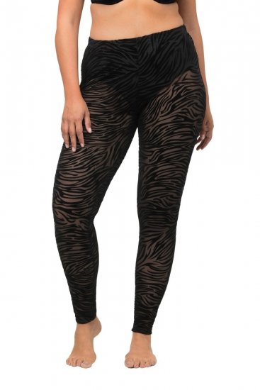 Ulla Popken 822286 Dyremønstrede strømpeleggings Svart - Strømpebukser & sokker - 