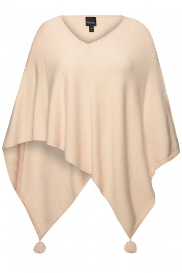 Ulla Popken Knit Pointed Hem Poncho Nature Melange - Hettegensere og collegegensere - Myke gensere, hettegensere og strikk