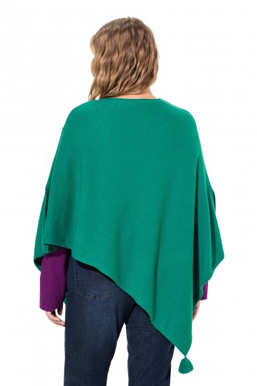 Ulla Popken Knit Pointed Hem Poncho Emerald Green - Hettegensere og collegegensere - 
