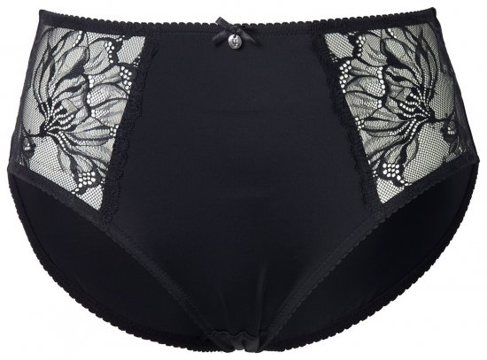Ulla Popken 822864 Blomstrete truser med blonder Svart - Truser - 