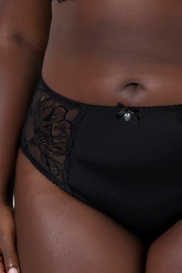 Ulla Popken 822864 Blomstrete truser med blonder Svart - Truser - 