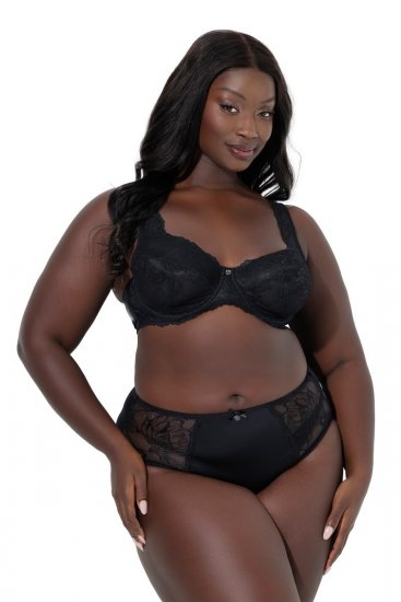 Ulla Popken 822864 Blomstrete truser med blonder Svart - Truser - 