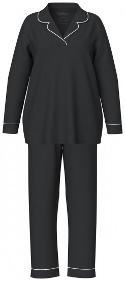 Ulla Popken 823030 Pyjamas med skjortekrage Svart - Pyjamas/Loungewear - 