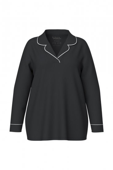 Ulla Popken 823030 Pyjamas med skjortekrage Svart - Pyjamas/Loungewear - 